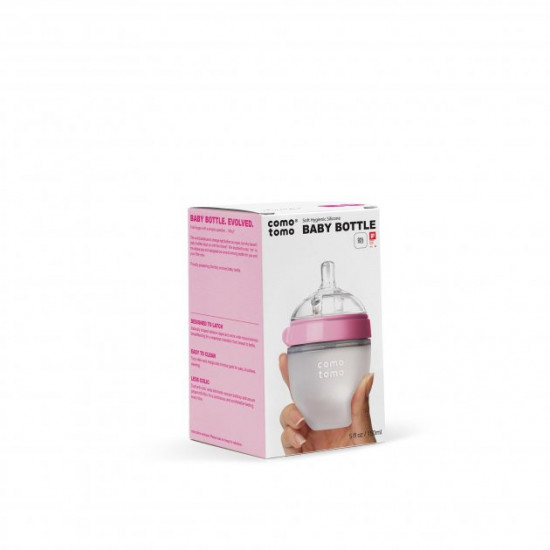 Anti-colic bottle Comotomo 150 ml. with silicone nipple from 0 to 3 months. Pink