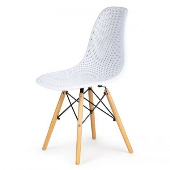 Chair for kitchen, cafe, bar Honeycomb 450x500x820 mm natural wood/polypropylene white Mix Furniture