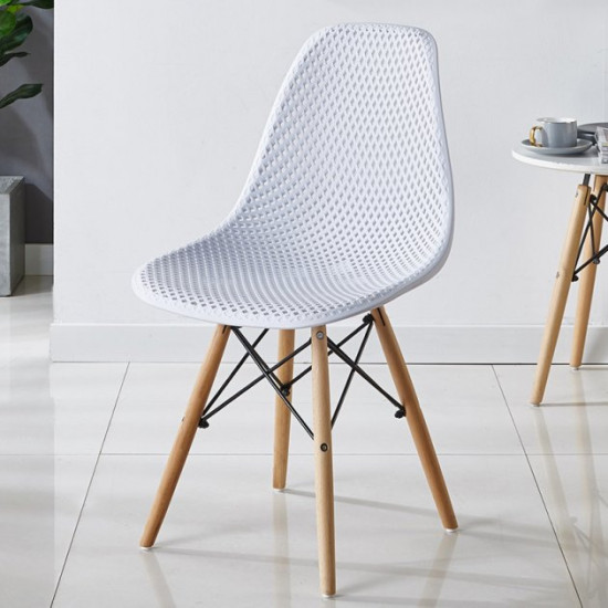 Chair for kitchen, cafe, bar Honeycomb 450x500x820 mm natural wood/polypropylene white Mix Furniture