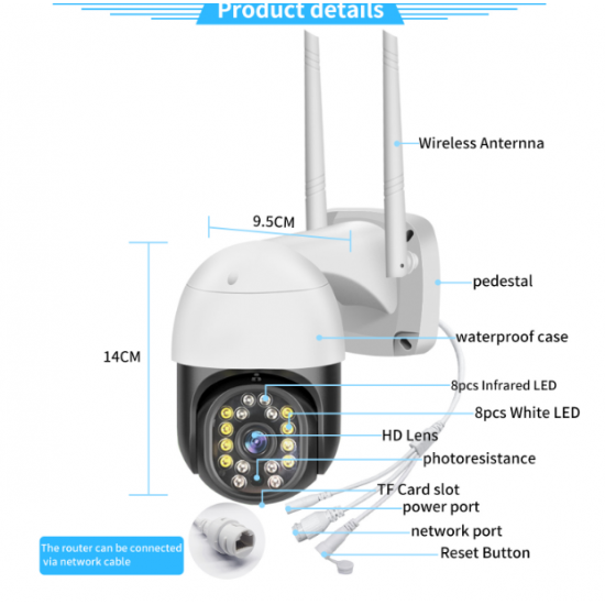  IP WiFi камера C18 3MPX TUYA APP с удаленным доступом уличная (S004508)