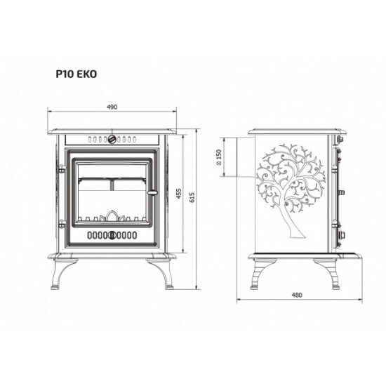 Pich fireplace chavunna KAWMET P10 (6.8 kW) EKO