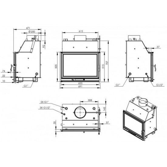  Камінна топка Nordflam LB 800 PW 15 кВт