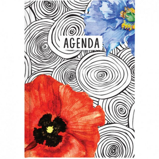 Undated diary Brunnen Agenda Grafo Red flower A5 73-796 68 06 19