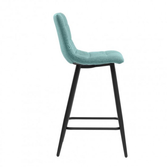 Half-bar chair for kitchen, cafe, bar, restaurant Glen black metal/aquamarine fabric Concepto