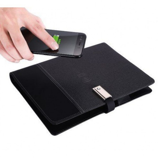 Gift notebook, business diary with 16 GB flash drive and wireless charging Powerbank with pen