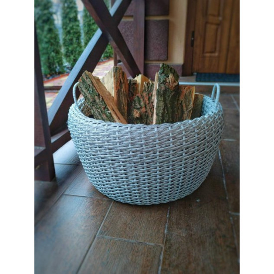 Woodman wicker basket with handmade artificial rattan handles gray 45 l