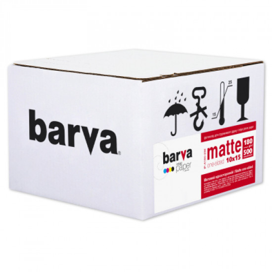 Paper Barva 10x15, 180 g/m2, matt, 500 arc (A180-256). 51265