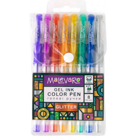 Set of gel pens Malevaro Glitter with sparkles 8 colors (ML760165)