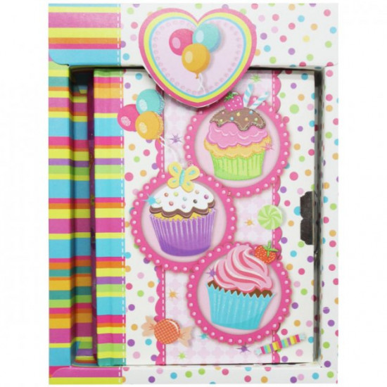 Notepad with cupcakes lock with pen Malevaro (640610-A) (177059)