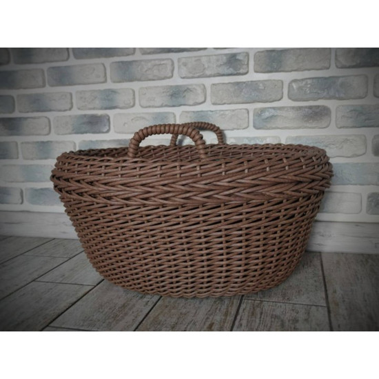 Main basket with handles for firewood made of handmade artificial rattan 30 l