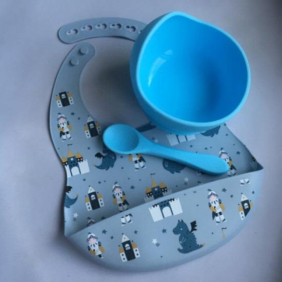 Set of baby silicone dishes first complementary feeding knights