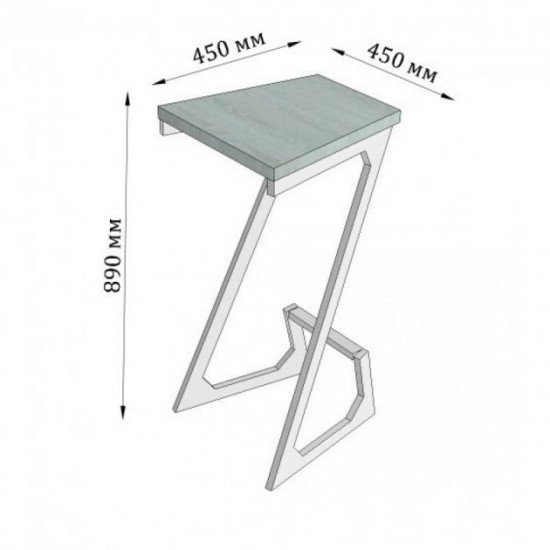 Барний стілець GoodsMetall у стилі ЛОФТ 750х300х300 мм Zeta (БС242)
