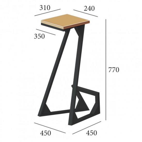 Барний стілець GoodsMetall у стилі ЛОФТ 750х300х300 мм Zeta (БС242)