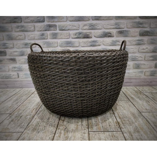 Woodcutter, wicker basket with strong handmade artificial rattan handles 65 l