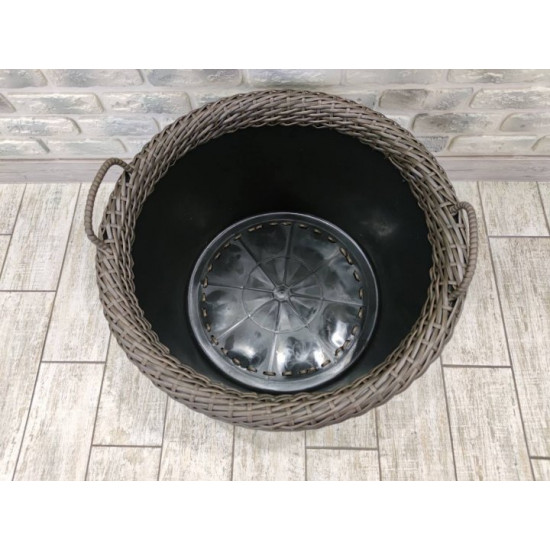 Woodcutter, wicker basket with strong handmade artificial rattan handles 65 l