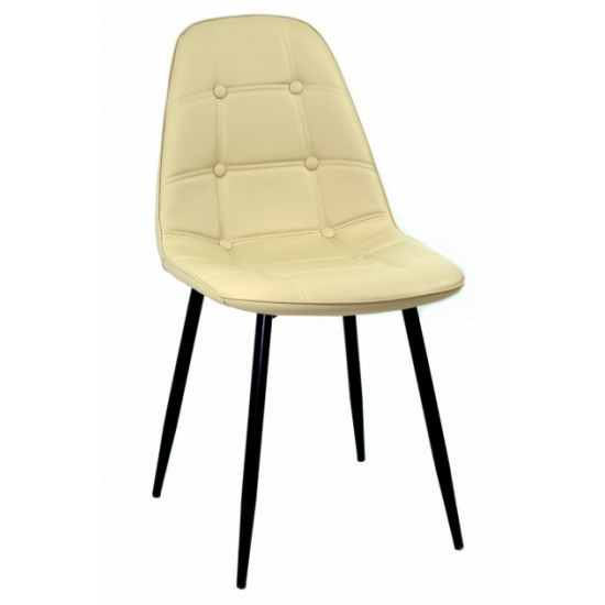 Chair Alex Metal-BK Eco leather Onder Mebli Beige 06