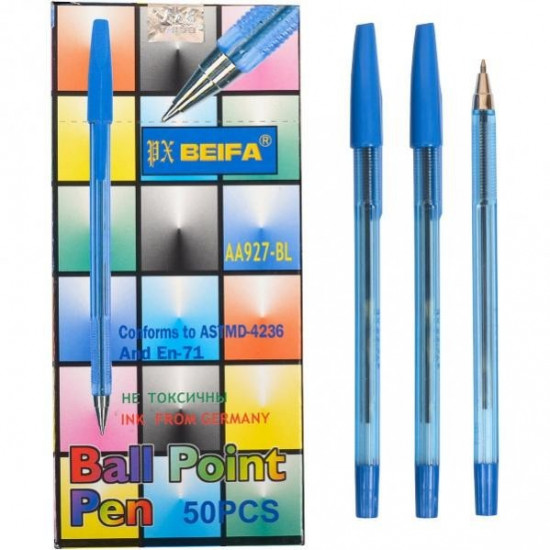 Set of ballpoint pens BEIFA blue 50 pcs. 927-AA-blue