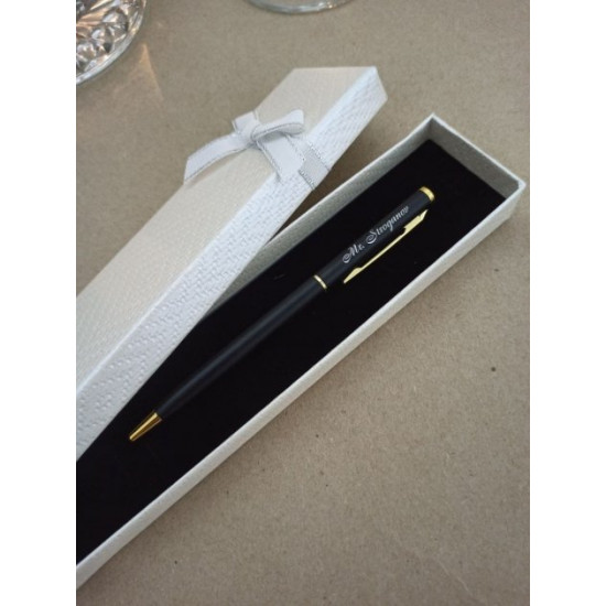 Black Fine Betkhoven Pen with Individual Engraving in a White Gift Box