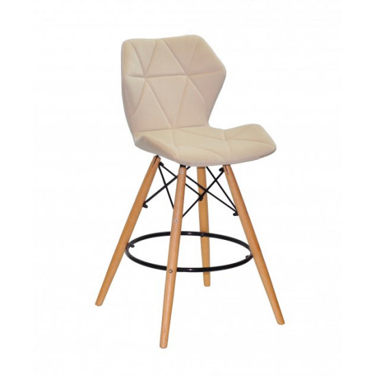 Chair Greg BAR 65 Velvet Onder Mebli Beige B-1005