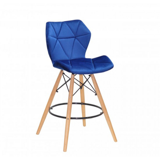 Chair Greg BAR 65 Velvet Onder Mebli Blue B-1026