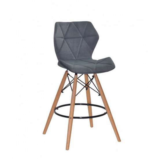 Chair Greg BAR 65 Velvet Onder Mebli Gray B-1004