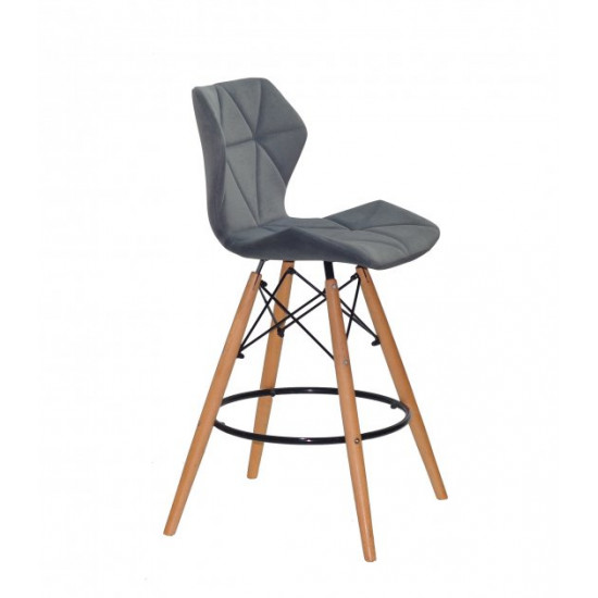 Chair Greg BAR 65 Velvet Onder Mebli Gray B-1004