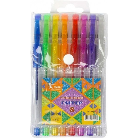 Set of gel pens Umka Glitter 8 colors - GR45