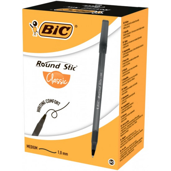 Set of ballpoint pens 60 pcs. Bic Round Stic, black, 0.32 mm (bc920568)