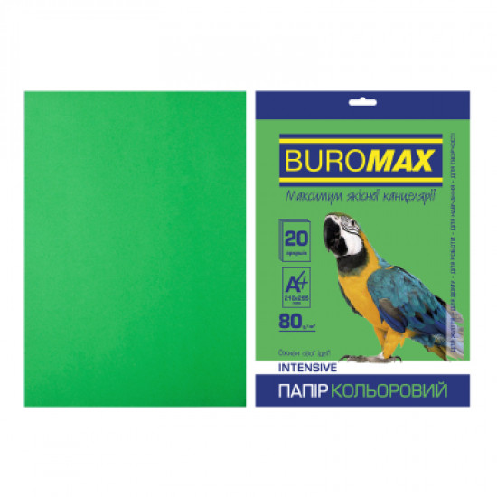  Бумага Buromax А4, 80g, INTENSIVE green, 20sh (BM.2721320-04)