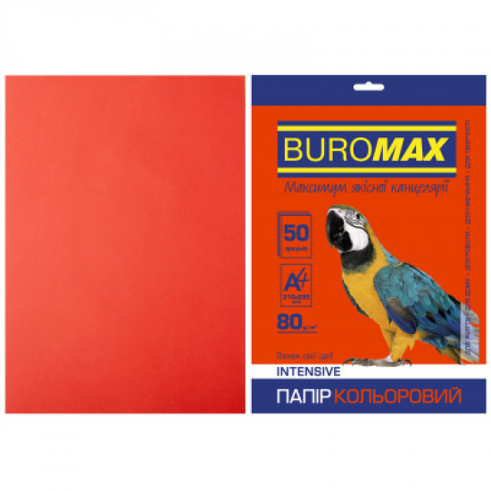 Paper Buromax A4, 80g, INTENSIVE red, 50sh (BM.2721350-05)