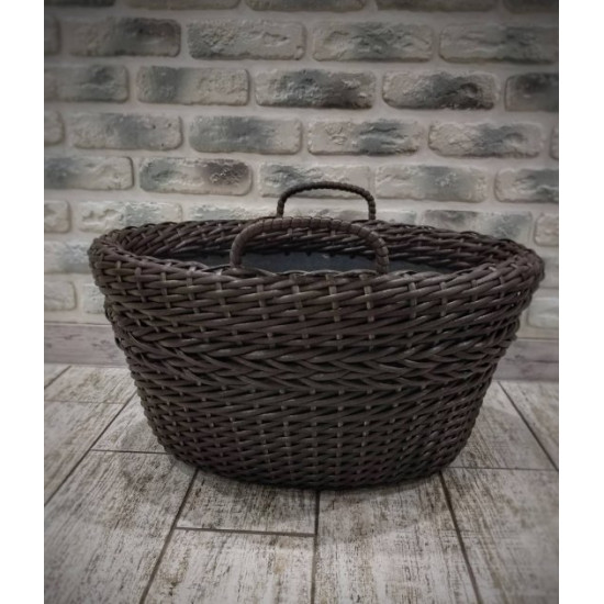 Basic oval basket with handmade artificial rattan handles 30 l