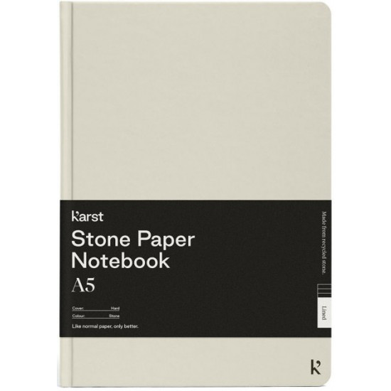 Блокнот Karst Notebook A5 144 сторінки в лінію Сірий камінь (754169026974)