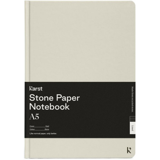 Блокнот Karst Notebook A5 144 сторінки в клітинку Сірий камінь (754169024208)