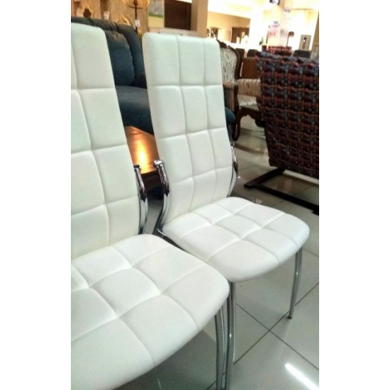 Chair Vetro N-20-8 (Н-20-8) white eco-leather/chrome 445х530х100