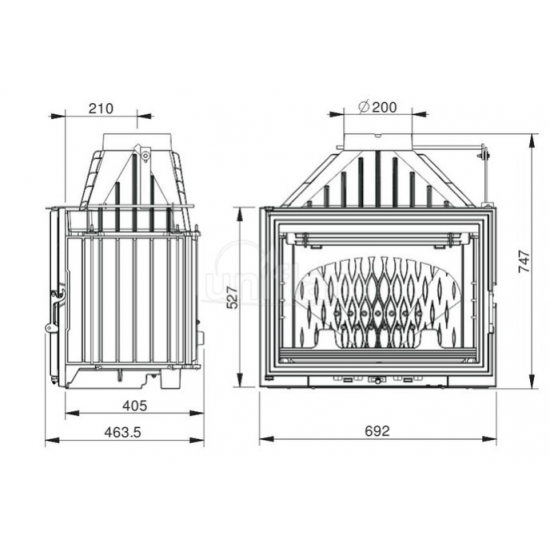  Камінна топка UNIFLAM 700 LUX с шибером