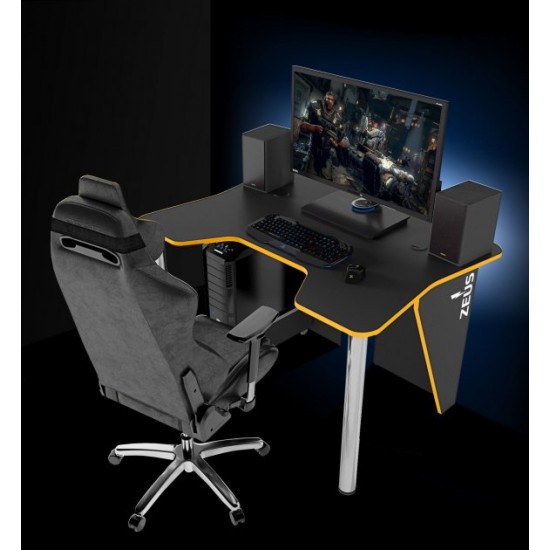 Gaming desk with LED lighting Igrok-3L Zeus black/yellow