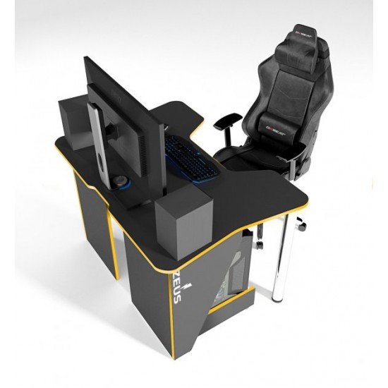 Gaming desk with LED lighting Igrok-3L Zeus black/yellow