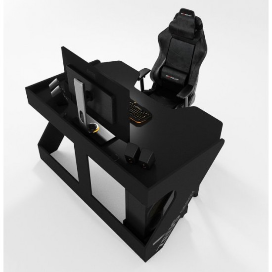 Ergonomic gaming desk Geroy Zeus + Comp stand black