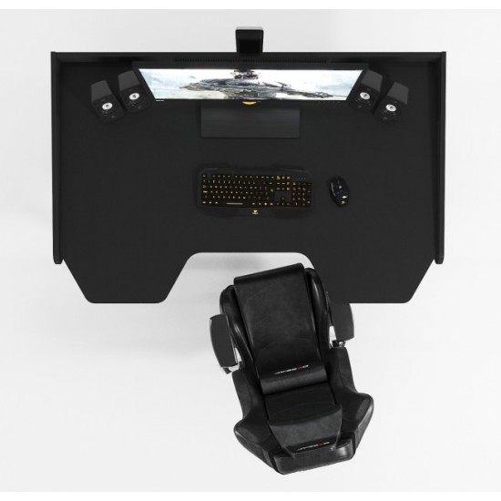 Ergonomic gaming desk Geroy Zeus + Comp stand black