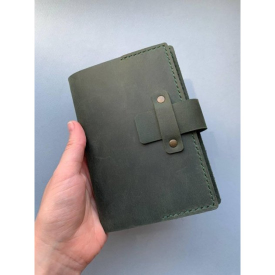 Notebook in leather cover Thin A6 format Green