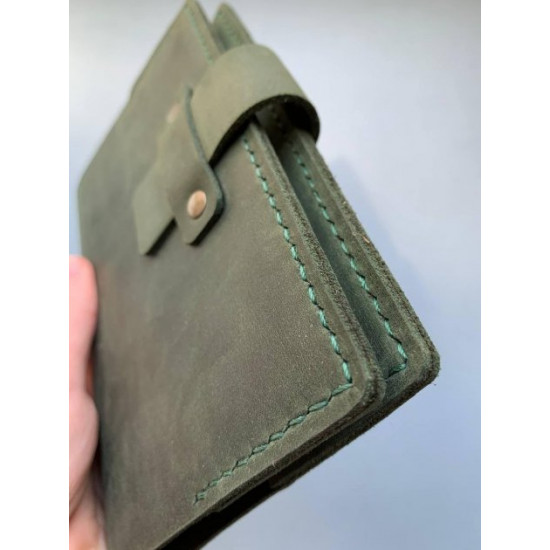 Notebook in leather cover Thin A6 format Green