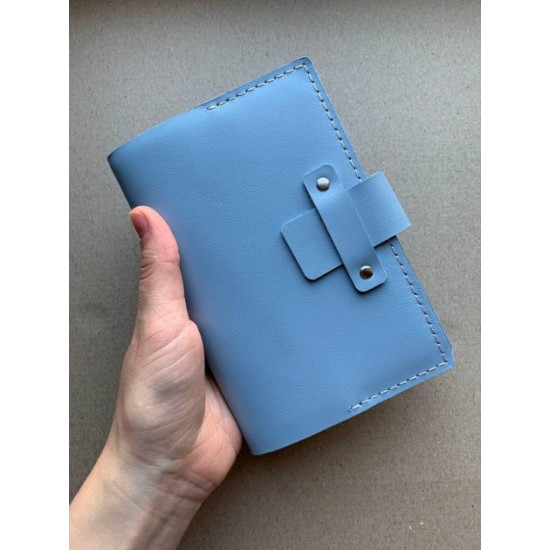 Notebook in leather cover Thin A6 format Blue