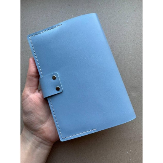 Notebook in leather cover Thin A6 format Blue