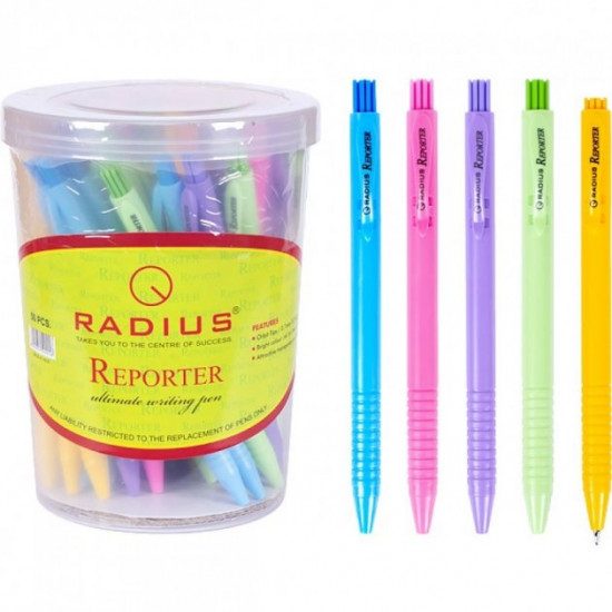 Set of ball pens 5 pcs RADIUS reporter write in blue