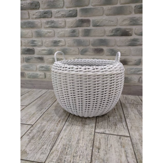 Beautiful main firewood stand with strong handmade artificial rattan handles white 20 l