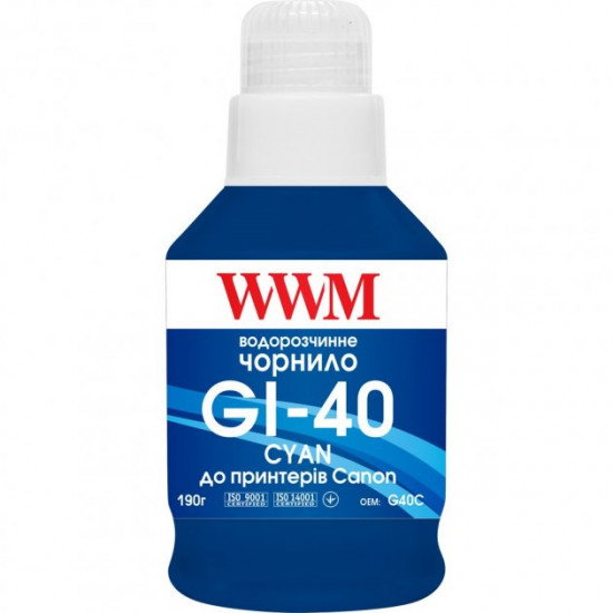 Чорнило для CANON 40 INK SET WWM GI-40 Cyan 190г G40C