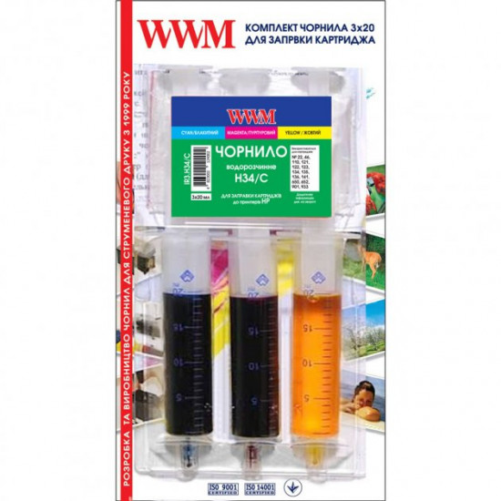 Ink for HP DeskJet 2632 WWM 3pcs x 20ml IR3.H34/C