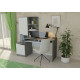 Desk with extension and cabinet Intarsio GASTON L left white Alaska/graphite