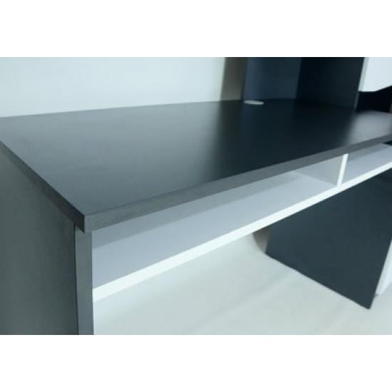 Desk with extension and cabinet Intarsio GASTON R right white Alaska/graphite