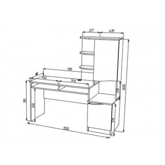 Desk with extension and cabinet Intarsio GASTON R right white Alaska/graphite